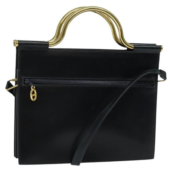 DIOR Hand Bag Leather Black Gold - Picture 1 of 13